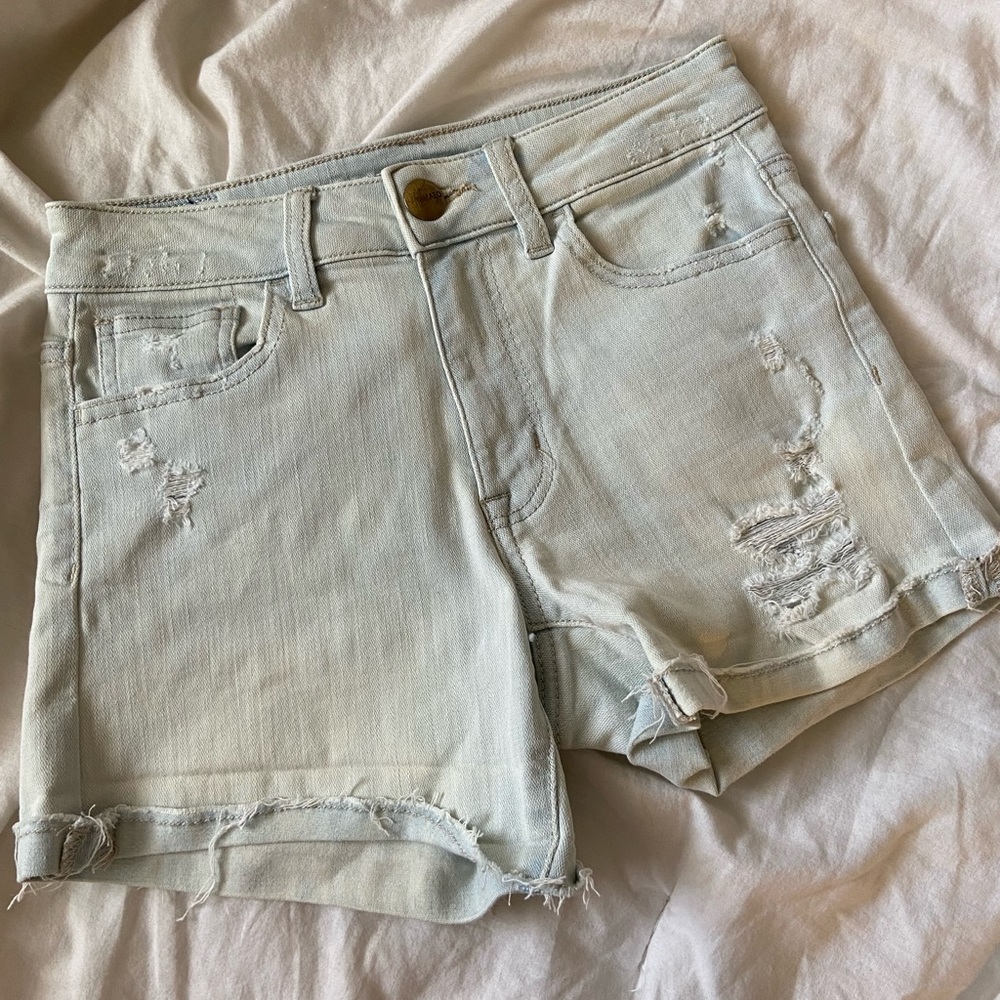American Eagle High-Rise Shortie Washed Denim Shorts